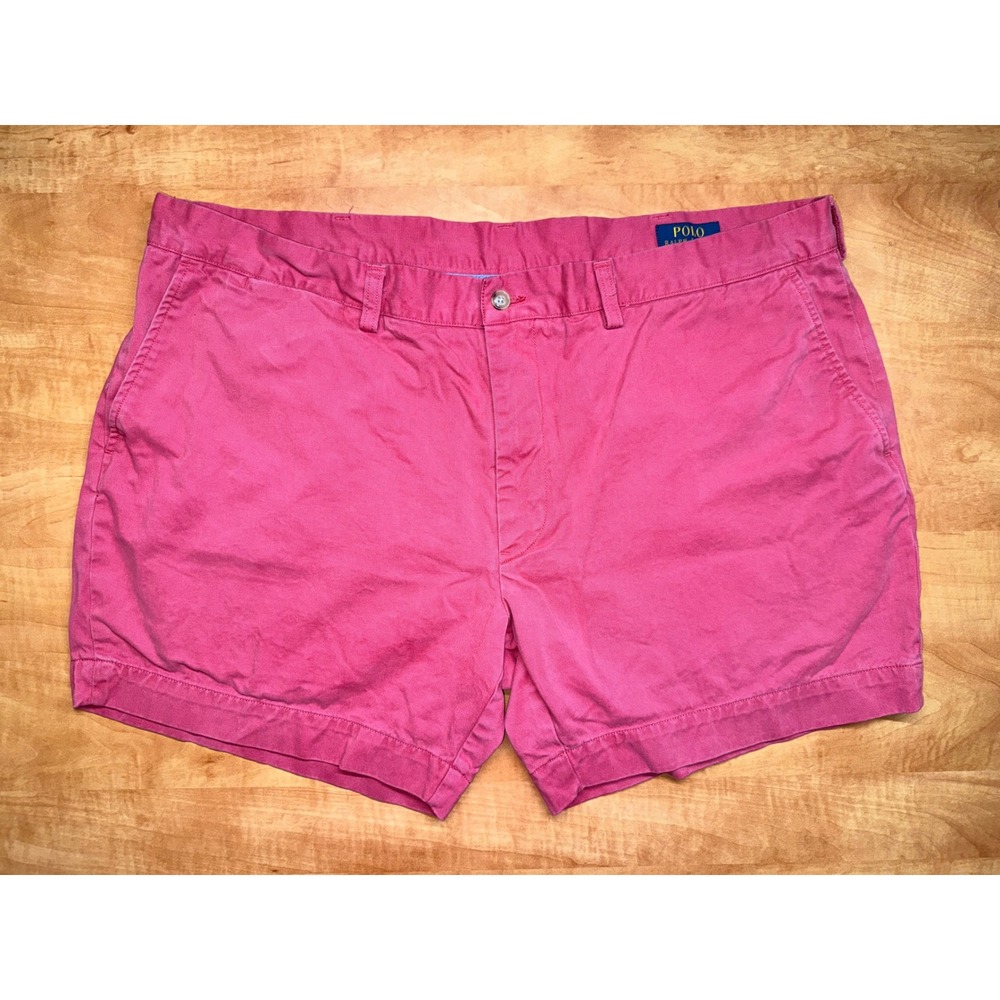 Polo Ralph Lauren Mens Pink Cotton Chino Shorts Size 42 Classic Fit Preppy